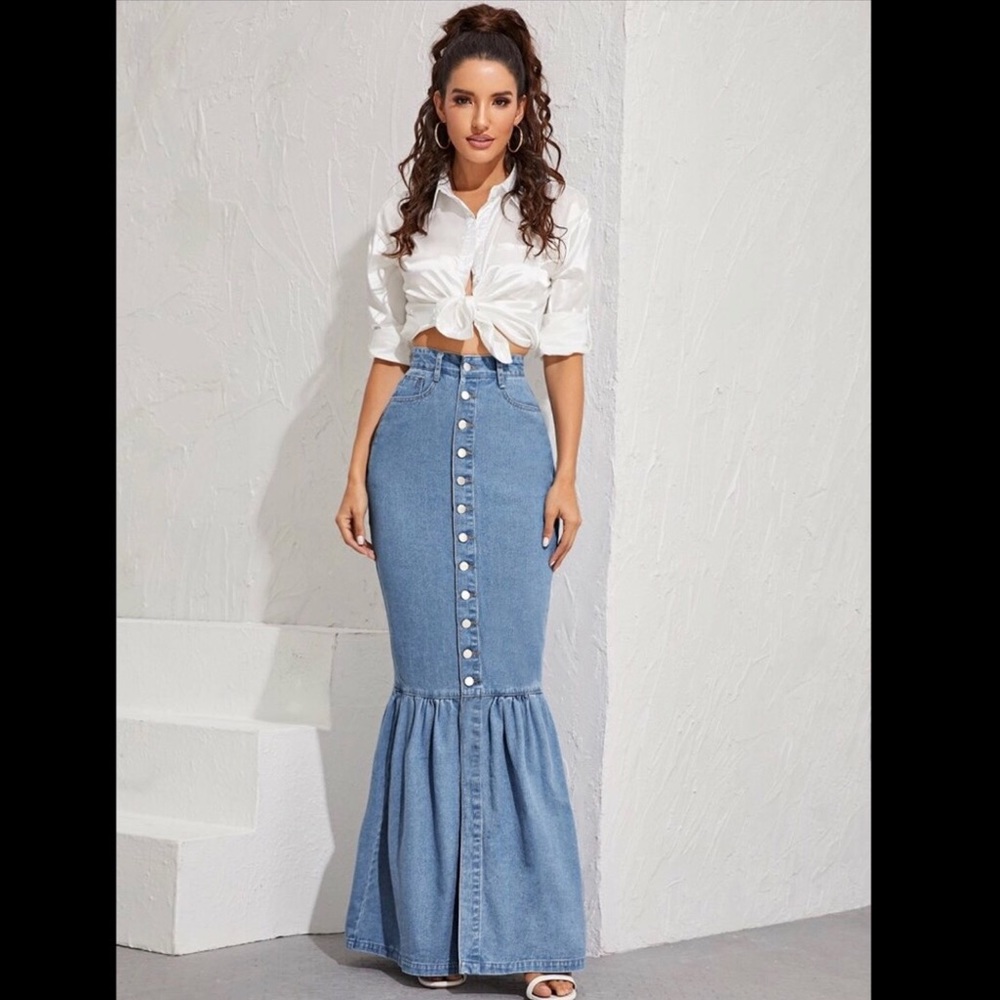 Mermaid Button Hem Skirt